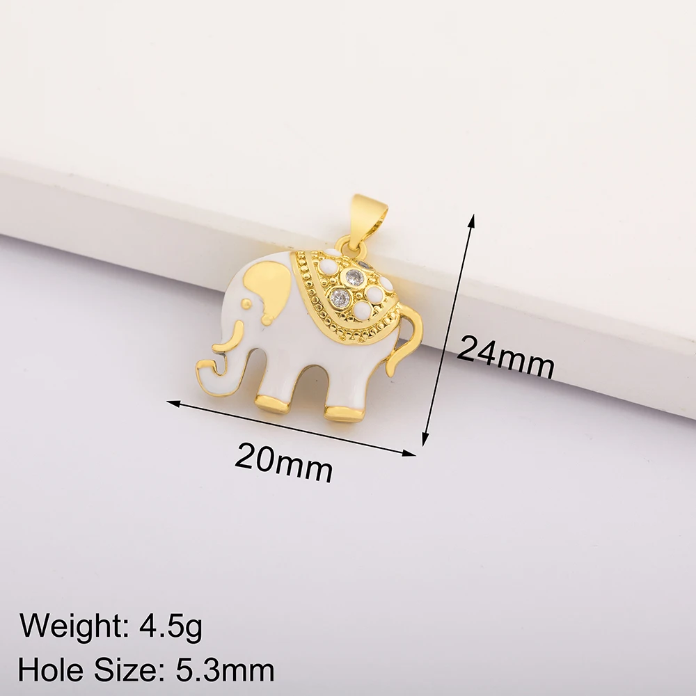 Cute Elephant Enamle Pave CZ Charms for Jewelry Making Supplies Diy Bracelet Necklace Earrings Gold Color Charm Accessories