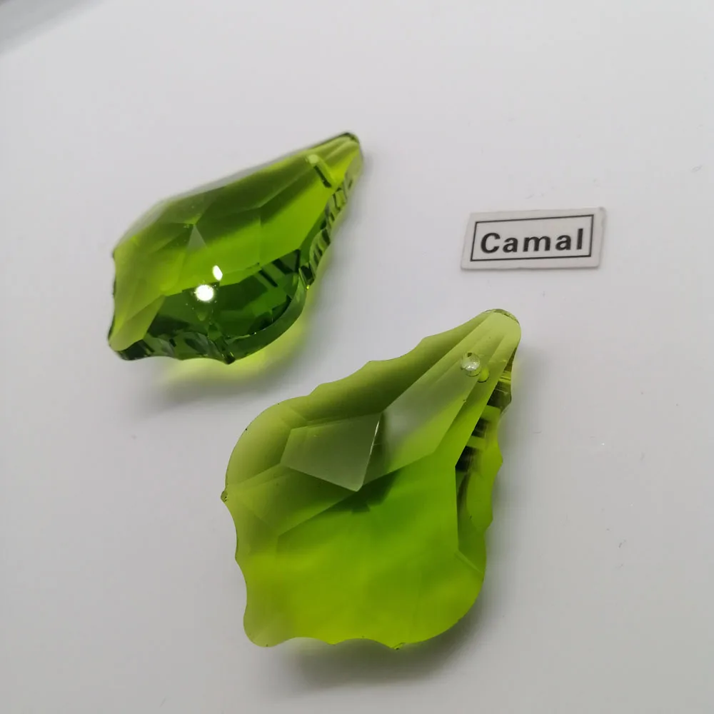 Camal 5PCS 38mm K9 Olive Green Maple Leaf Crystal Glass Prisms Pendant DIY Drop SunCatcher Lamp Lighting Chandelier Part Hanging