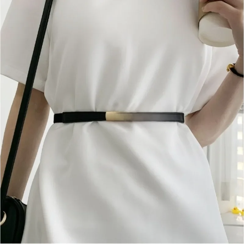 Kreative Perle Schnalle Gürtel PU Leder Kleid Rock Taille Elastische Dünne Frauen Gürtel Damen Bund