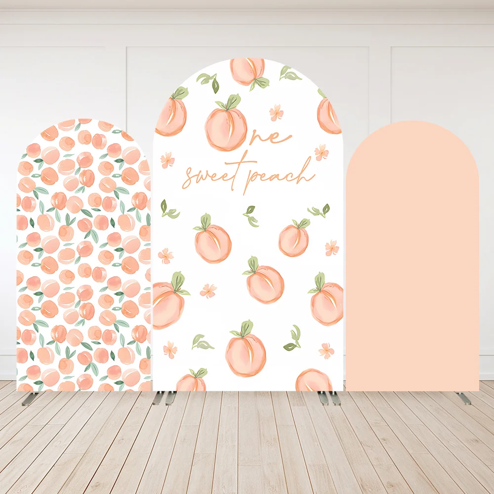 

Sweet Peach Girls Baby Shower Arch Backdrop Cover Wedding Party Banner Newborn 1st Birthday Arched Wall Background Doubleside