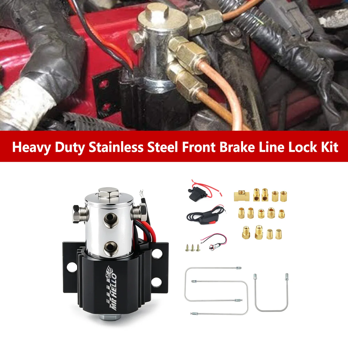 Roll Control Hill Holder Front Brake Line Lock Kit, Heavy Duty Hydraulic Parking Brake for Street Off-Road