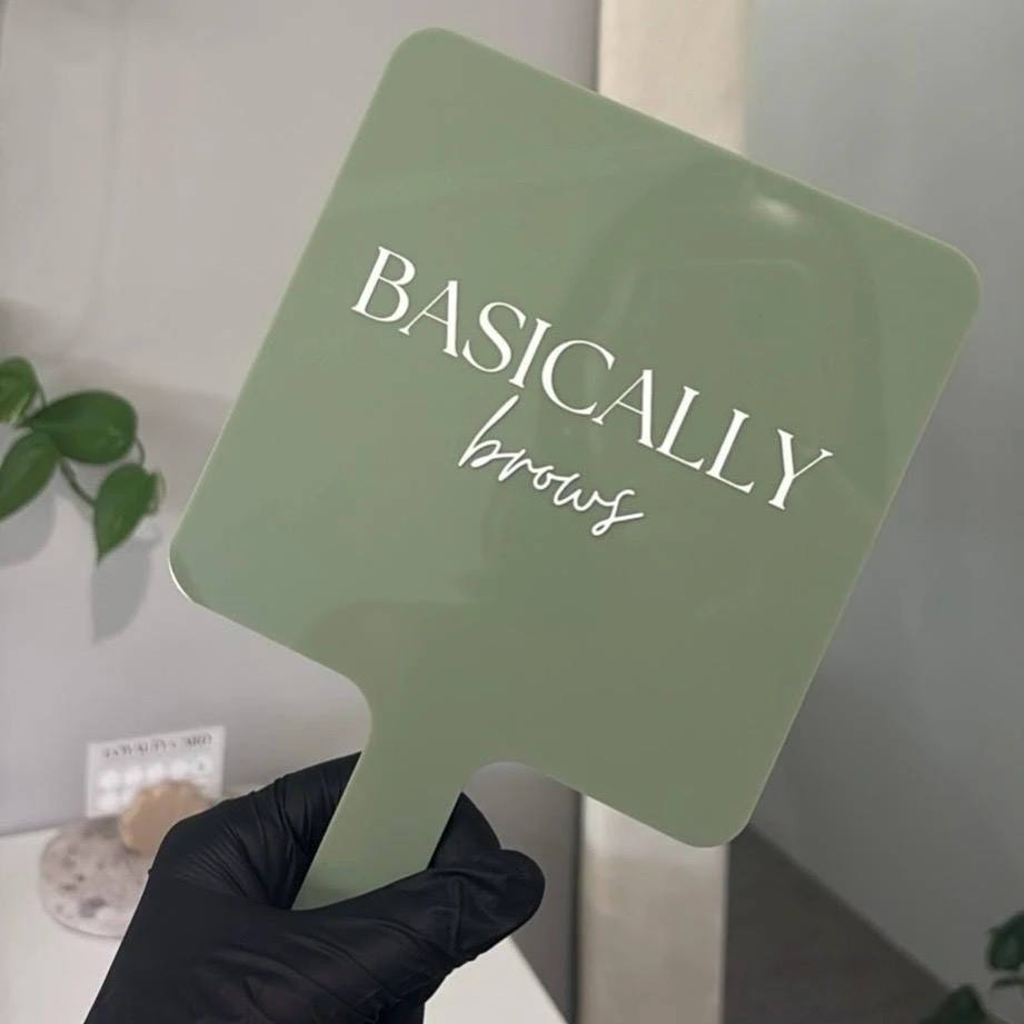 Custom Logo Handheld Mirror for Salon Square Mirror 25x15cm Personalised Beauty Branding Accessory Acrylic Bridal Hand Mirror