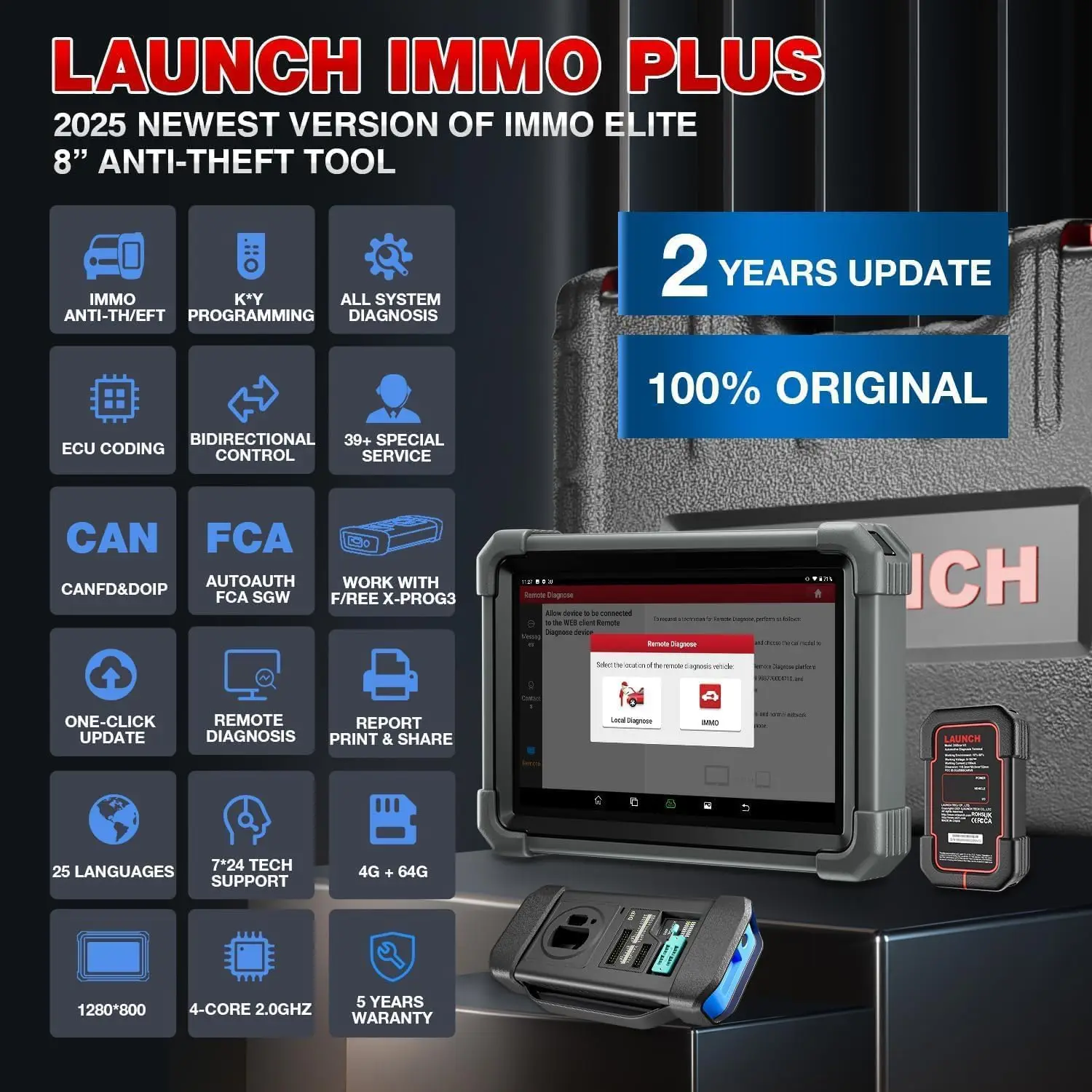 Picture 7: LAUNCH X431 IMMO Plus OBD2 Car Diagnostic Device with ECU Coding Full Key Programming with 39+ Reset Service, ABS, Oil, EPB, DPF
