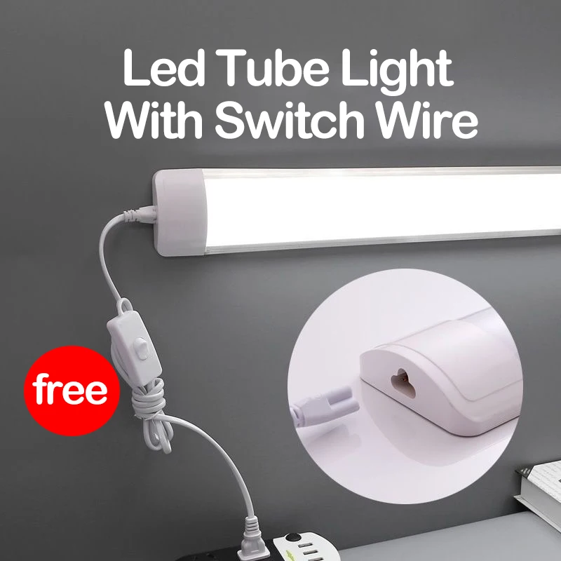 Led Tube With switch led Lights Kitchen under cabinet Lamp A85-220V 10w 20w super bright For Home Bedroom Indoor Lamps