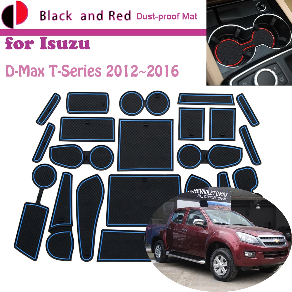 Rubber Door Groove Mat for Isuzu Chevrolet D-Max T-Series KB RT50 JIM Ruima 2012~2016 Gate Storage Slot Coaster Dust-proof Auto