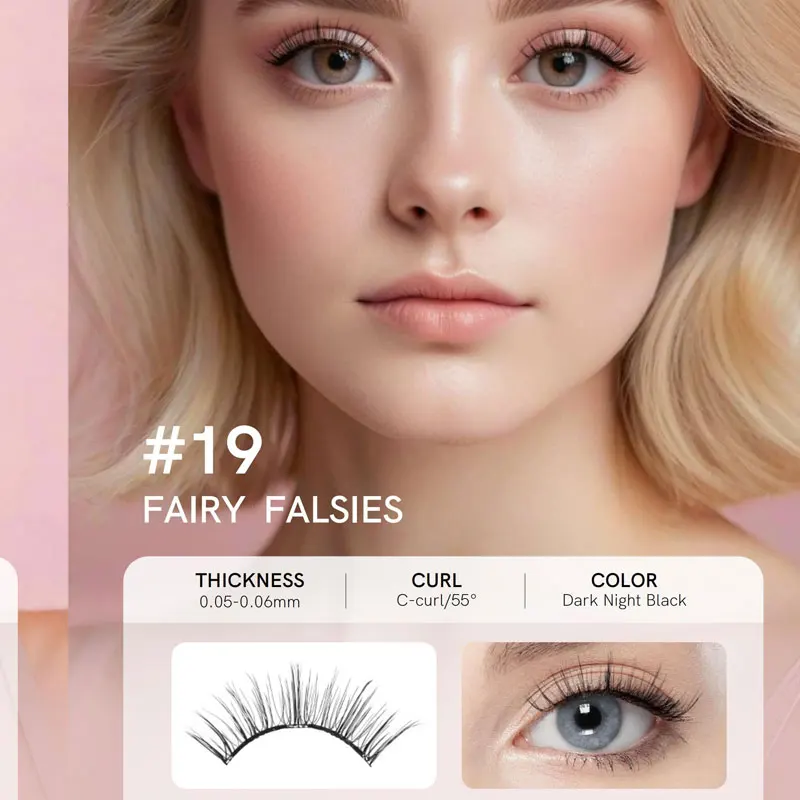 Mlen Diary Fairy Falsies Magnetic Eyelashes withApplicator Reusable Natural Look No Glue Needed C Curl55 Degree Dark Night Black