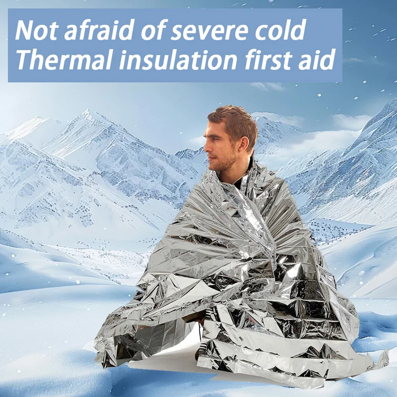 Emergency Blanket, PET & PE Material, Gold-Silver Double Sides for Preventing Rapid Hypothermia & Reducing Car Heat Absorption