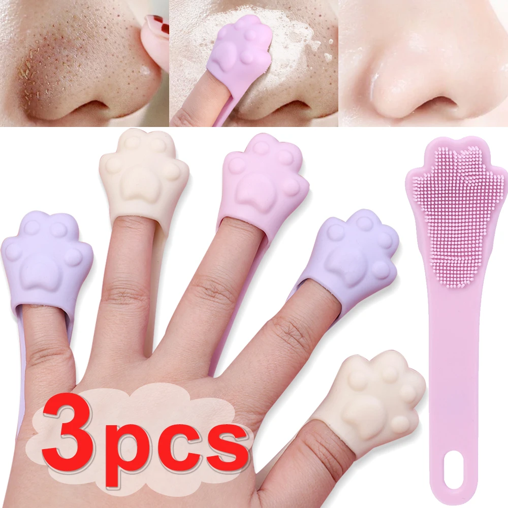 Silicone Nose Brush Face Cleanser Skin-Friendly Nose Cleaner Blackhead Removal Brush Tool Cat Claw Shape Finger Massage Brushes