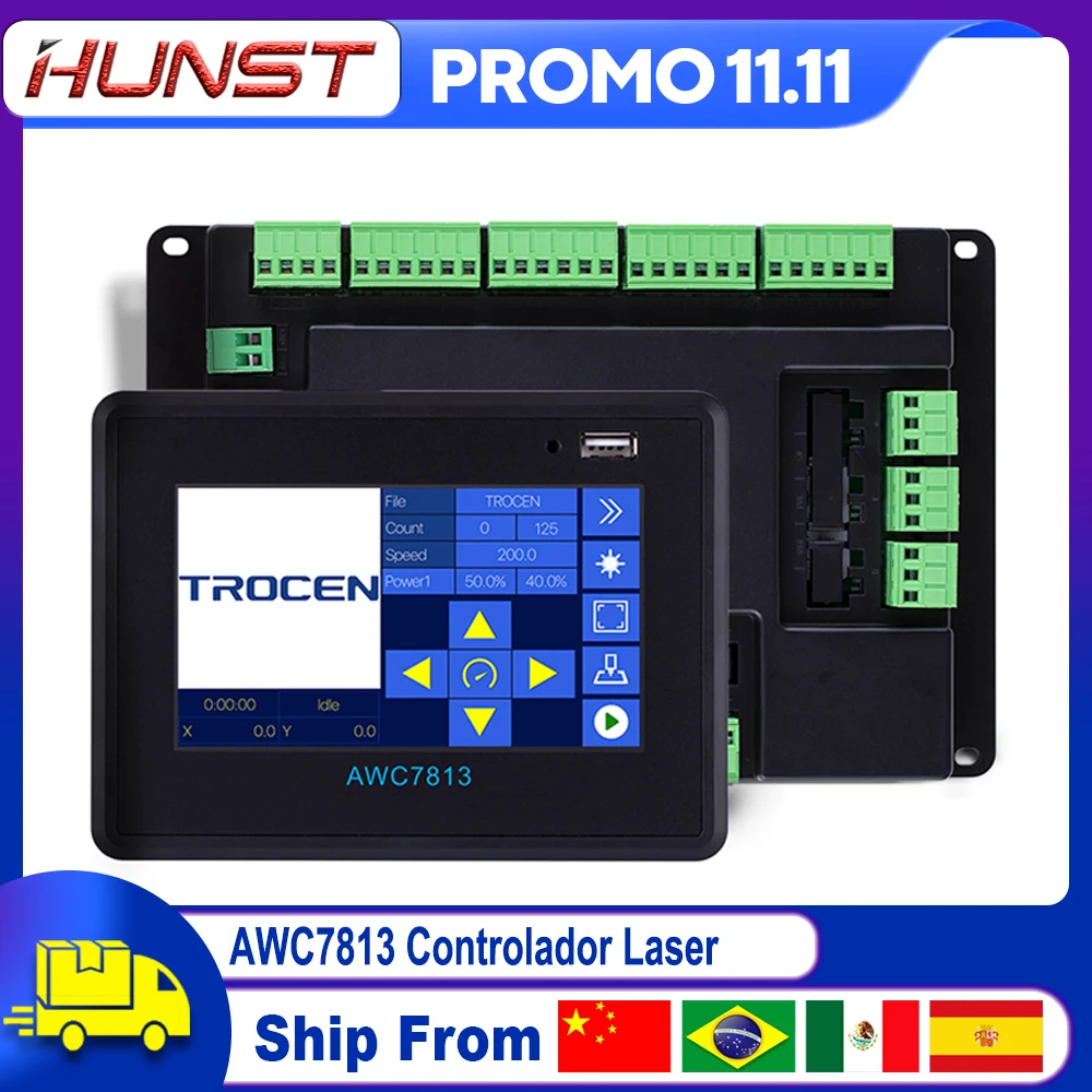 Hunst-CNC Control Motherboard System for Laser Cutting Machine, Controller Board Trocen, CO2, AWC7813, AWC708S