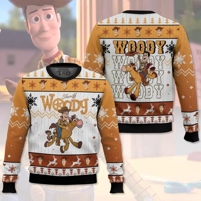 

Disney Toy Story Woody Ugly Christmas Sweater for Men 2025 Funny Xmas Party Pullover Warm Soft Holiday Jumper Gift for Dad Kids