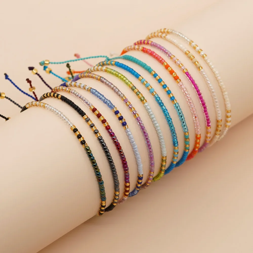 Go2boho artystyczne bransoletki ze szklanych koralików dla kobiet małe nasiona zroszony minimalistyczne ręcznie regulowana biżuteria na szczęście świąteczne prezenty — zdjęcie 2