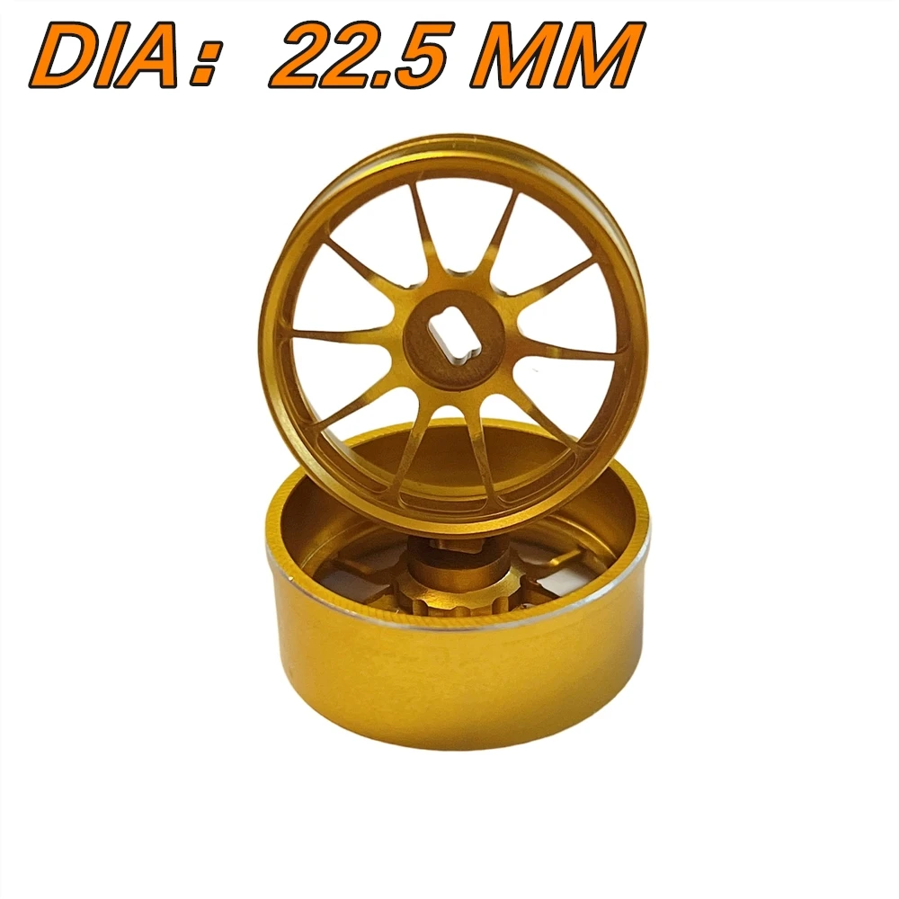 ZERO-Z MINI-Z AWD10-TEN Metal Wheel Gold (Offset +1.5 Diameter 22.5mm, 4PCS ) For Drift RC Kyosho MA020/030 FWD WLtoys K969/K989