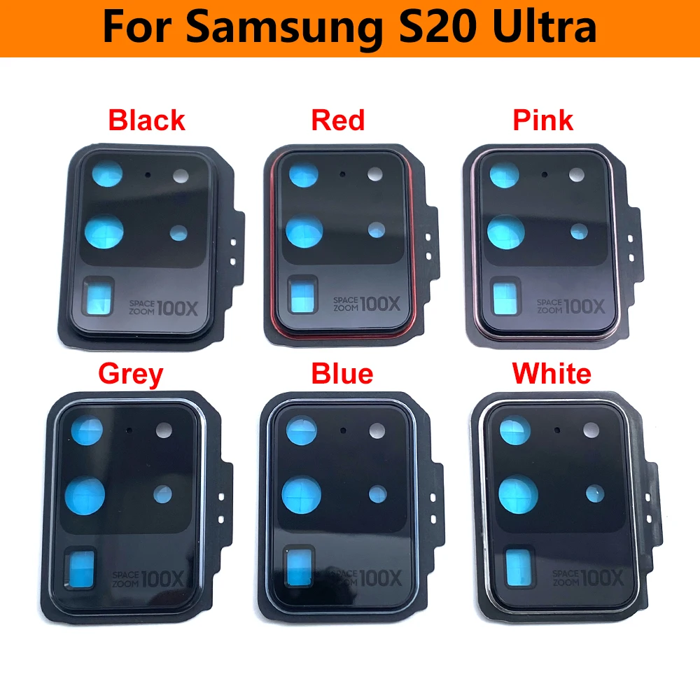 New Rear Camera Glass Lens Cover With Frame Holder with Sticker For Samsung  S20 Plus Ultra Replacement Parts