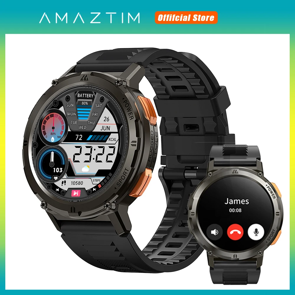 

Original AMAZTIM TANK T2 Military Smart Watches Men AMOLED Bluetooth IP69K Waterproof AI Voice Assistant Women Smartwatch Ultra