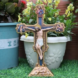 Resin Crucifix Model Cross Jesus Christ Statue Wall Hanging Church Ornaments Home Chapel Decoration Catholic Figurine Crafts