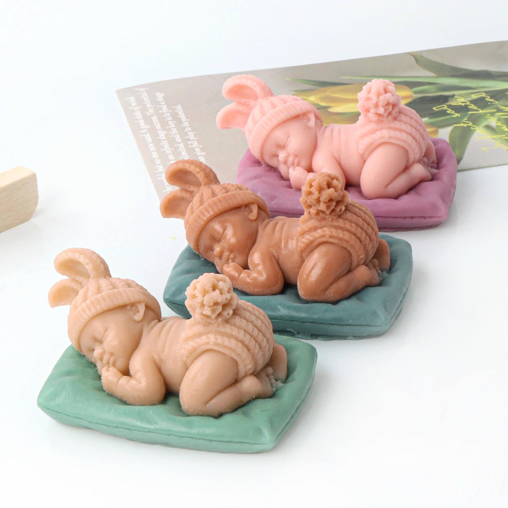 3D Schlafendes Baby Silikonform Realistische Gesichts- und Körperform für DIY Kerzen Seifen Gips Handwerk Wiederverwendbare Form Home Decor Geschenk