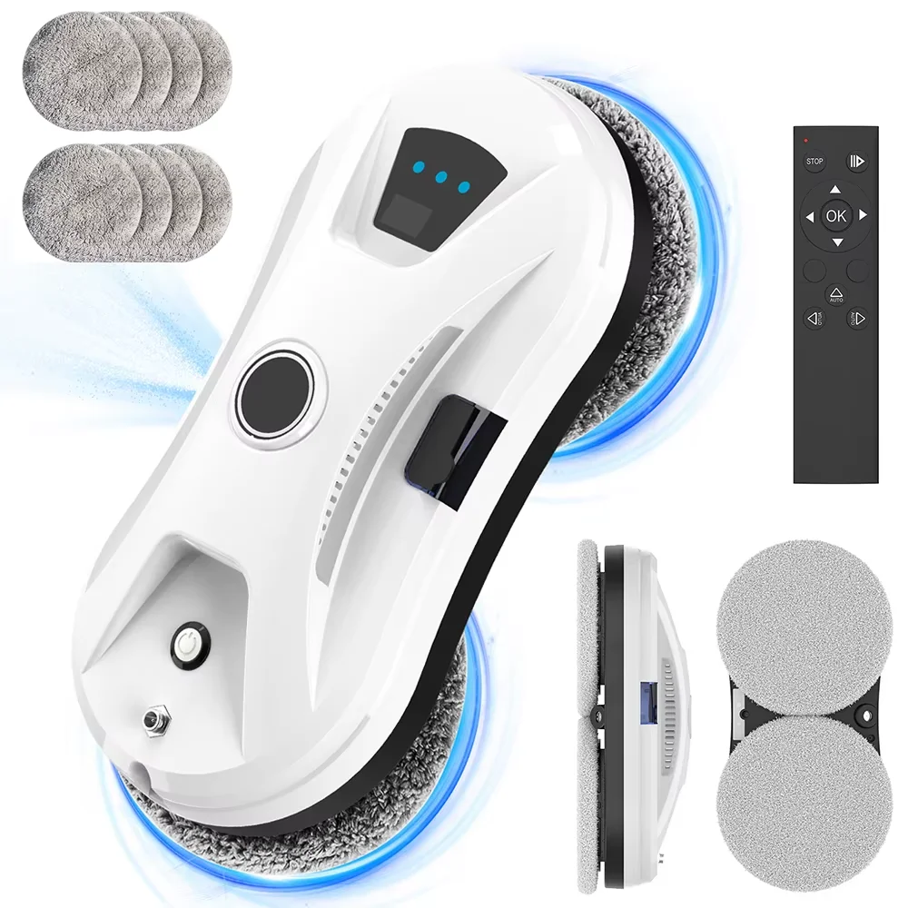 Robot de nettoyage de fenêtres intelligent et automatique avec pulvérisation d'eau, pour fenêtres de grande taille en immeuble, nettoyage efficace pour usage domestique