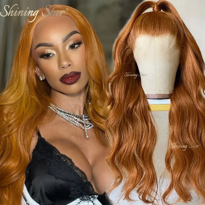

Ginger Blonde 13X4 Lace Front Wig Colored Body Wave Lace Front Human Hair Wigs For Women #30 13X6 Curly Wave Lace Frontal Wigs