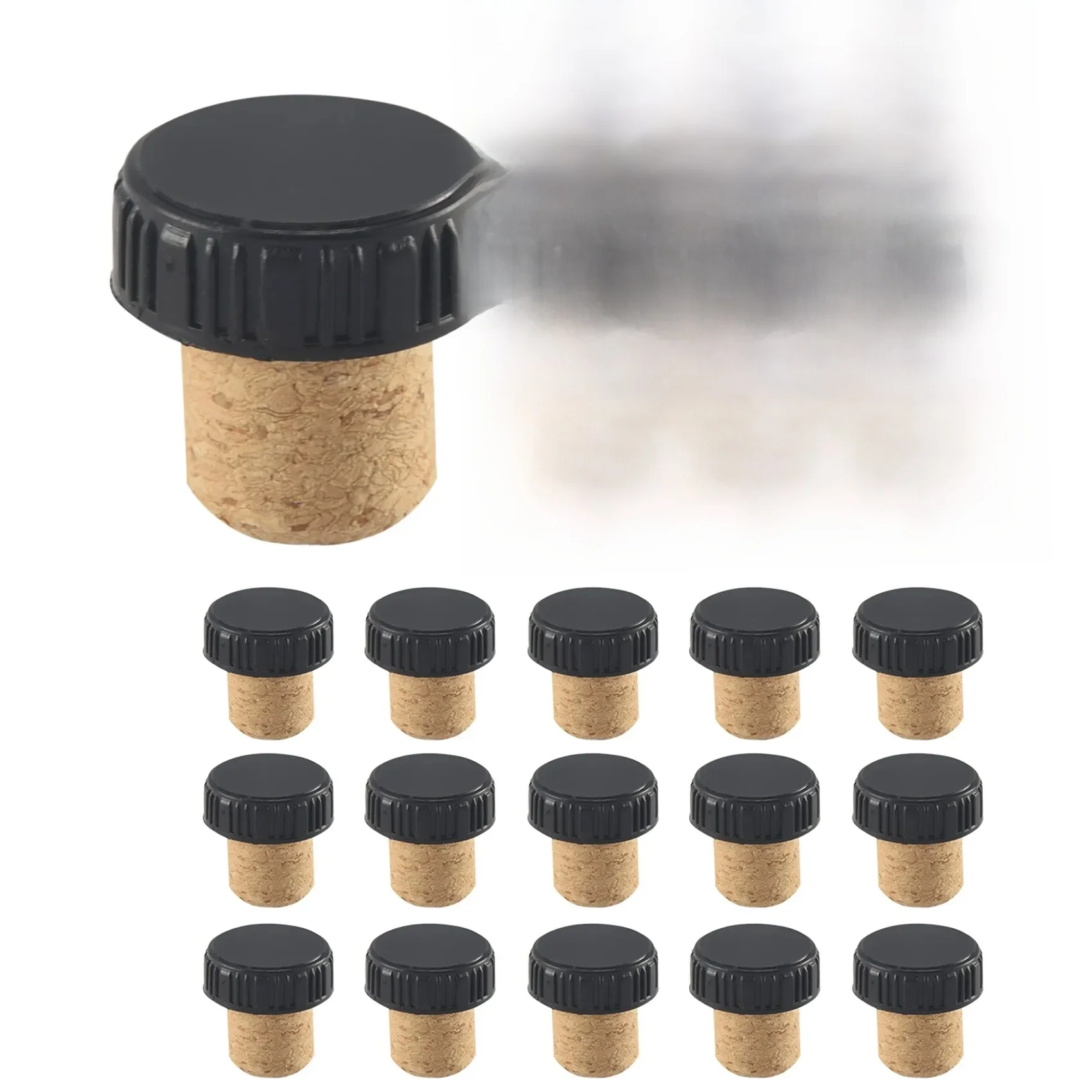 Bouchons de liège en forme de T avec dessus, bouchons de dégustation, bouchons de bouteille de vin en bois, 24 pièces