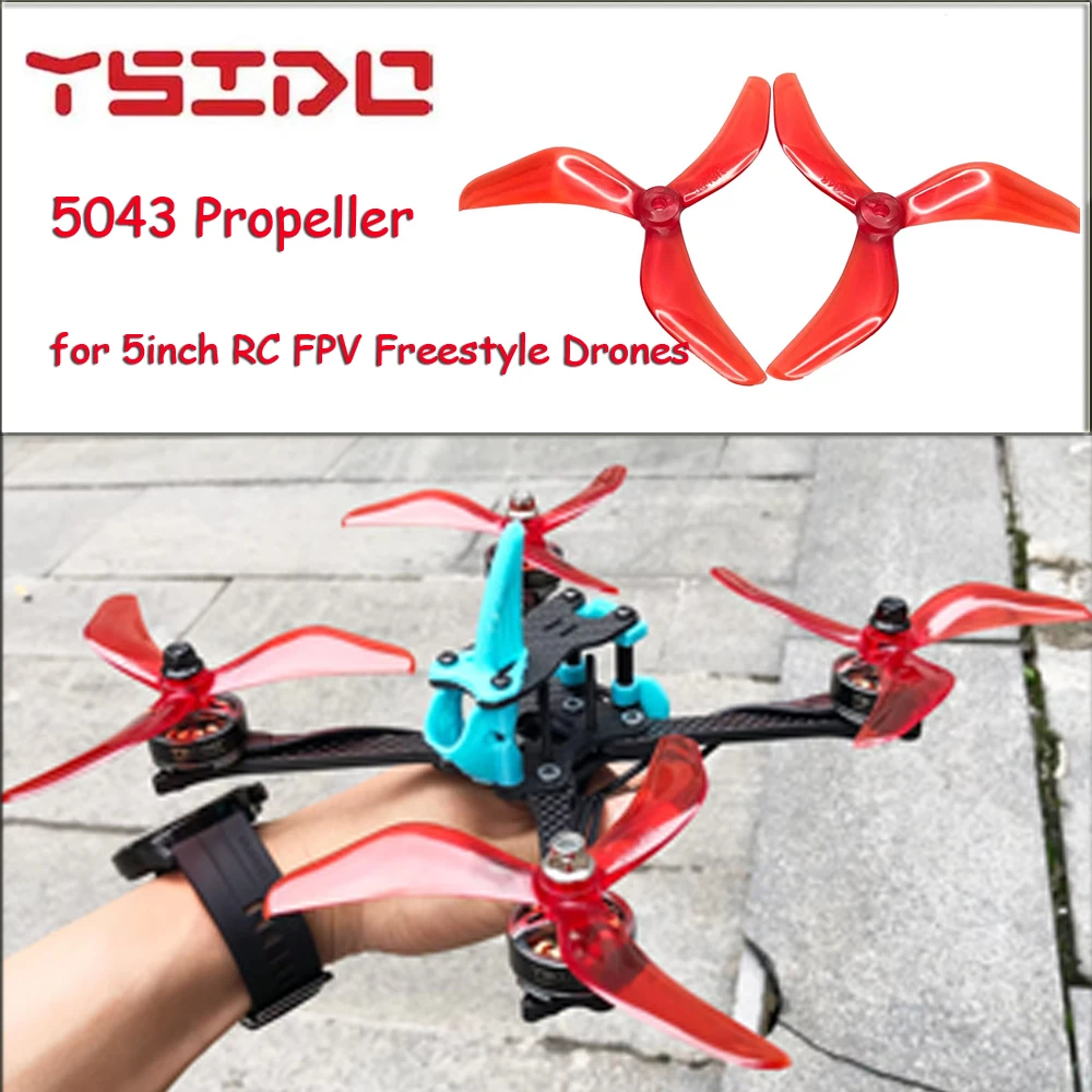 YSIDO 4Pcs/2Pairs Prop (2CW+2CCW) 5043 5X4.3X3 3-Blade Propeller for RC Model FPV Freestyle 5inch Drones DIY Parts