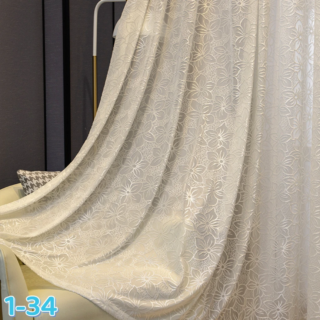 

Customized cherry blossom white gauze curtain embossed gauze curtain living room bedroom balcony translucent all-match floor-sta