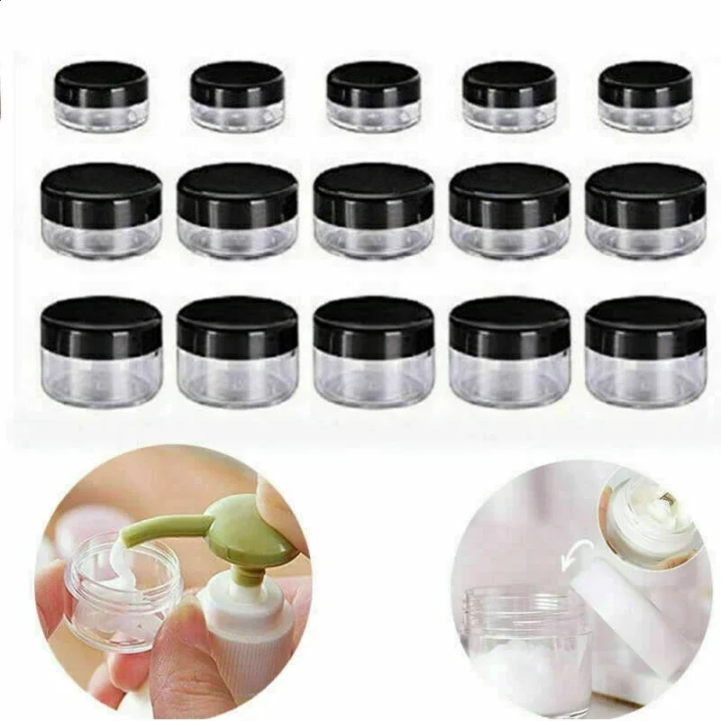 20 sztuk 3g-20g pusty przezroczysty plastikowy pojemnik na próbki słoik kosmetyczny balsam do makijażu paznokci pojemnik na proszek — zdjęcie 2