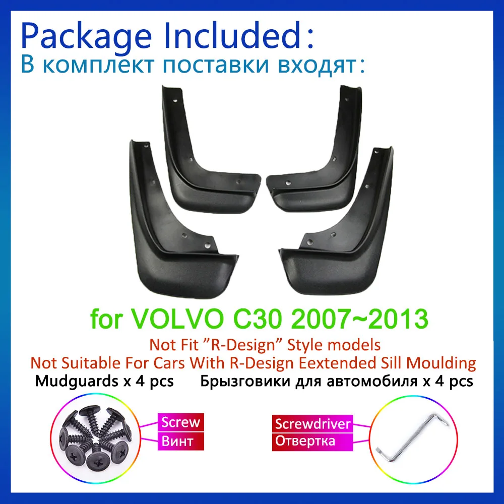 for VOLVO C30 2007 2008 2009 2010 2011 2012 2013 Mud Flaps Splash Fender Guard Front Rear Wheels Mudflaps Car Stying Accessories