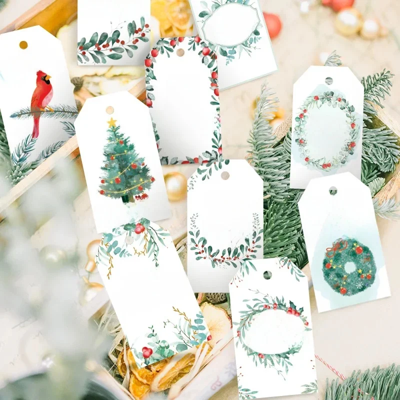 50szt Wesołych Świąt Tagi Kraft Paper Santa Card Gift Label DIY Hang Tags Xmas New Year party Gift Wrapping Decor Gift Card — zdjęcie 2