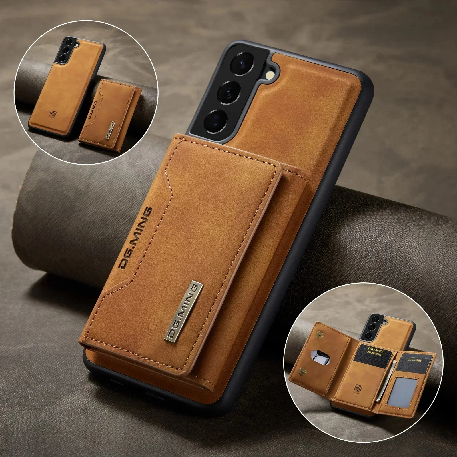 Magnetyczne, odłączane etui-portfel ze skóry do Samsung Galaxy S26 Ultra, S25 FE, S24 Plus, S22, A16, A36, A35, A55, A15 – z przegródką na karty. — zdjęcie produktu 7
