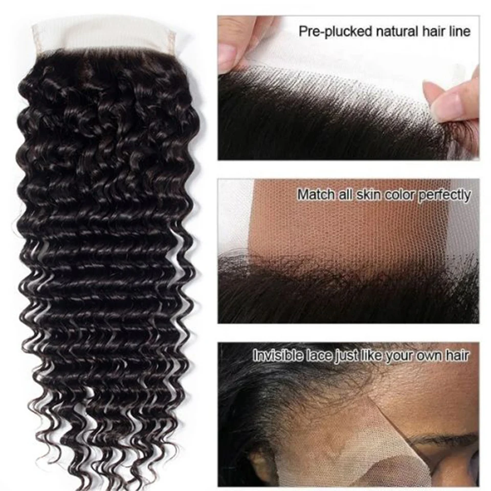 4x4 Swiss Top Lace Closure Kinky Curly Wave Closure Human Hair Closure Curly Curly Lace Closure 100% Unprocessed Human Hair