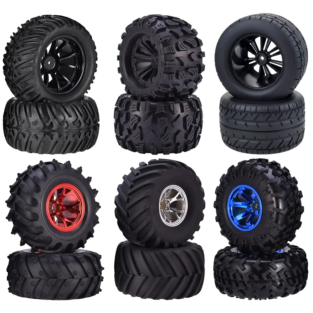 4 pièces 12mm moyeu 1/10 pneu roue 120mm 125mm 130mm Monster Truck pneus roues Buggy RC voiture chenille Traxxas Scx10 Buggy