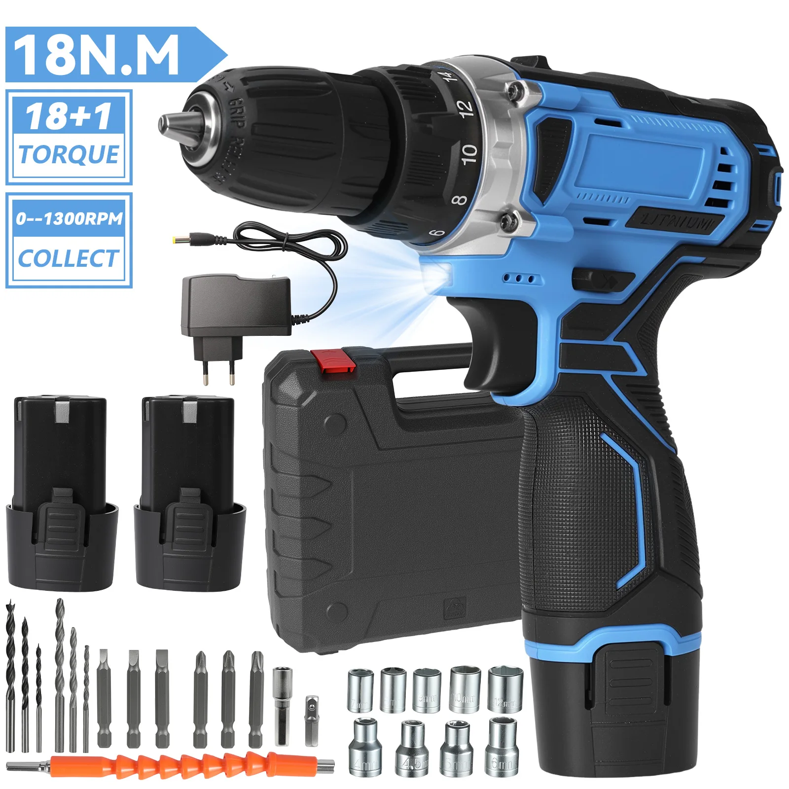 Taladro Inalámbrico Mini de 12V, Taladro de Impacto, Destornillador Eléctrico, Taladro Percutor Eléctrico, Taladro Inalámbrico Mini de