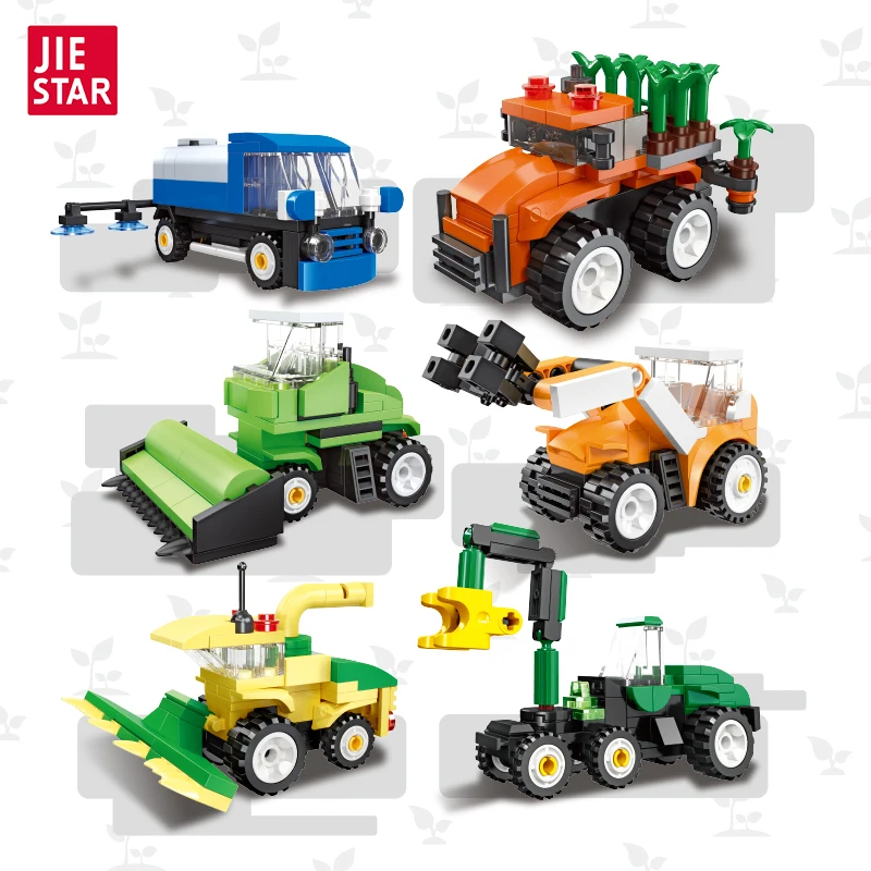 Ensemble de véhicules agricoles à construire soi-même, tracteur bricolage, moissonneuse, blocs, jouet STEM coule, cadeau unique pour enfants, Noël et anniversaire