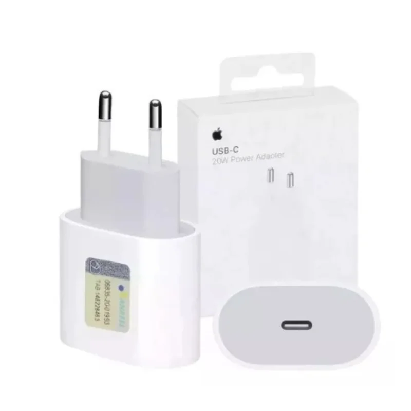 Fonte Carregador  USB tipo C com caixa, carregador  para iPhone 15, 14, 13, 12, 11 Pro Max, 20W, 10 unidades p