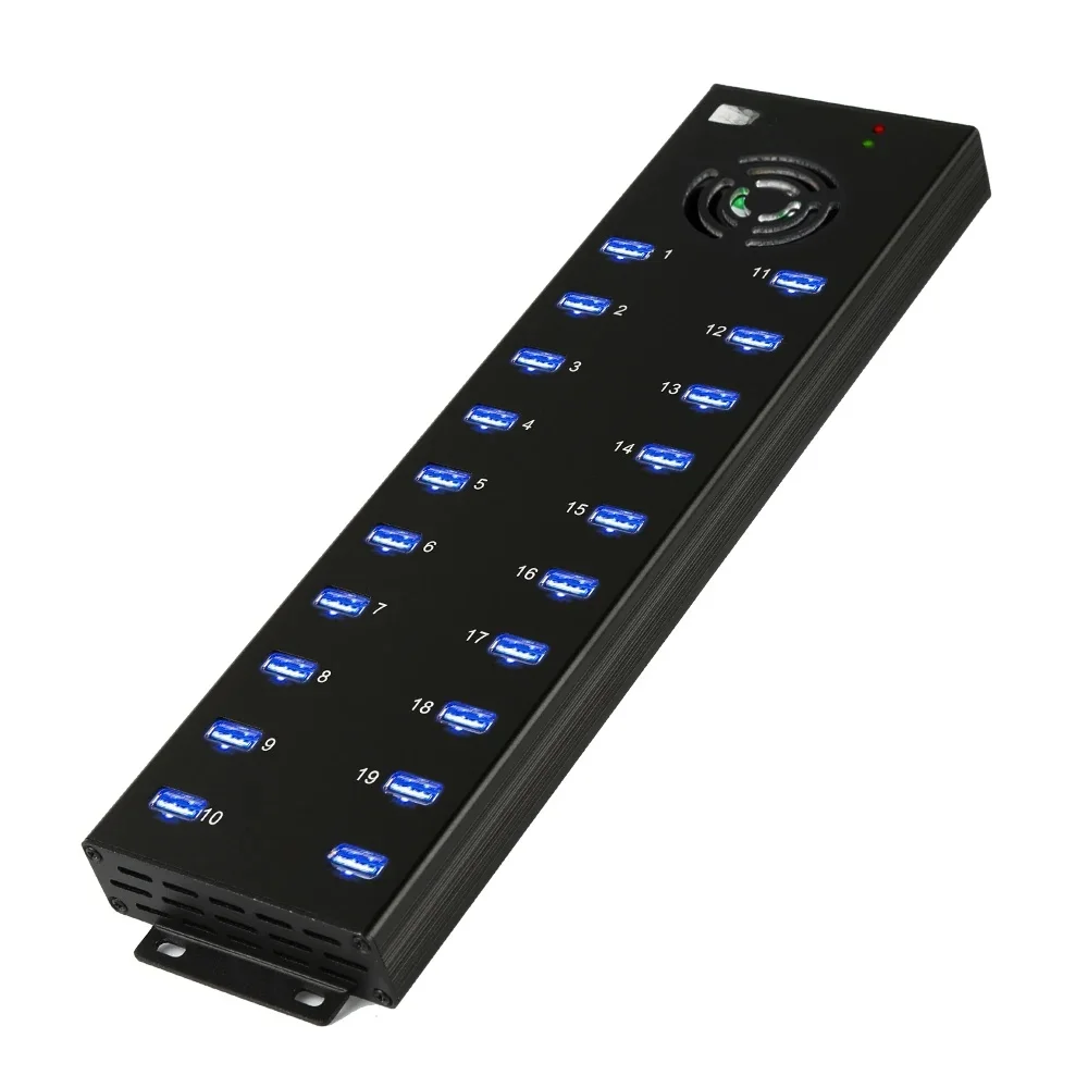 Sipolar a805p 20-portowy koncentrator USB 2.0 do ładowania i transmisji danych zewnętrznym adapterem 120W dla modeli Bitcoin Miners 3G 4G — zdjęcie produktu 7