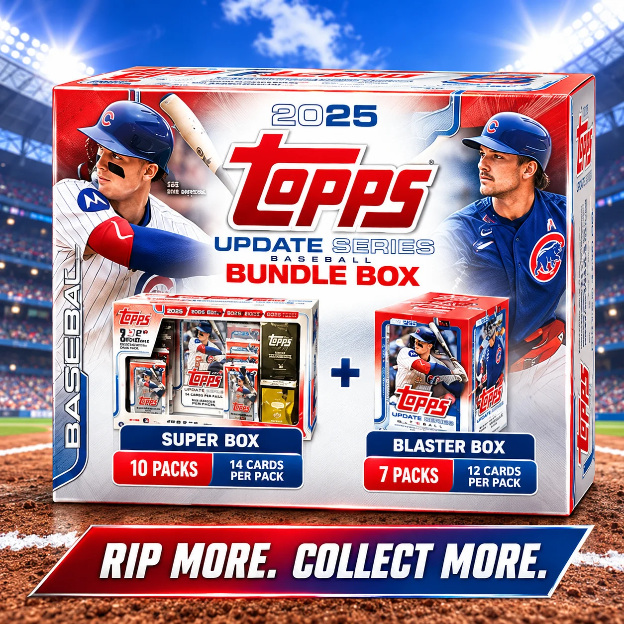 2025 Topps Update Baseball Super Box With 2025 Topps Update Series Baseball Blaster Box, 18 Packs MLB Baseball Trading Cards Bundle, 5 Silver Foilboard Cards, Oversized And Companion Cards, Enamel Pin, Look for 3 Exclusive Holiday Parallels on Average
