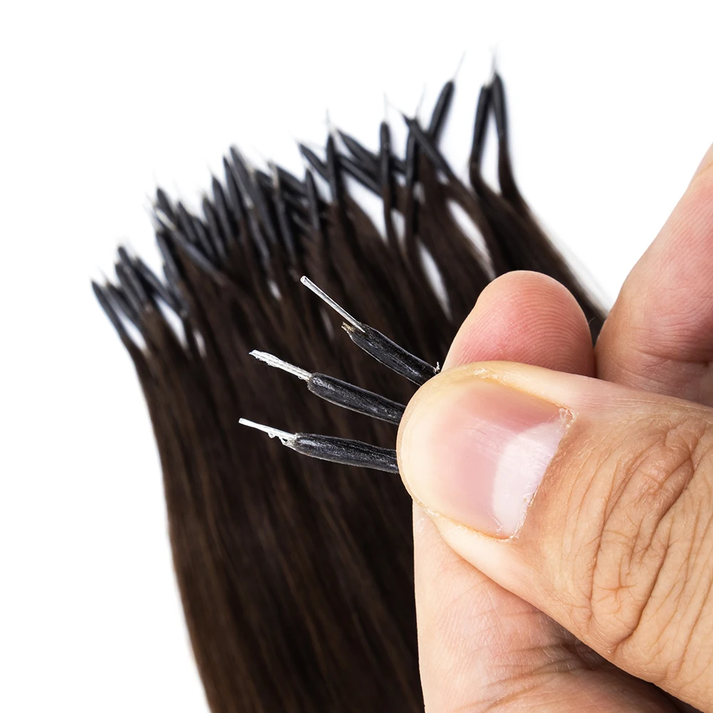 MRAHAIR Nano Rings Human Hair Extension Micro Link Hair Extensions Machine Remy PreBond Straight Nano Beads Tip 12-22 inch 30G