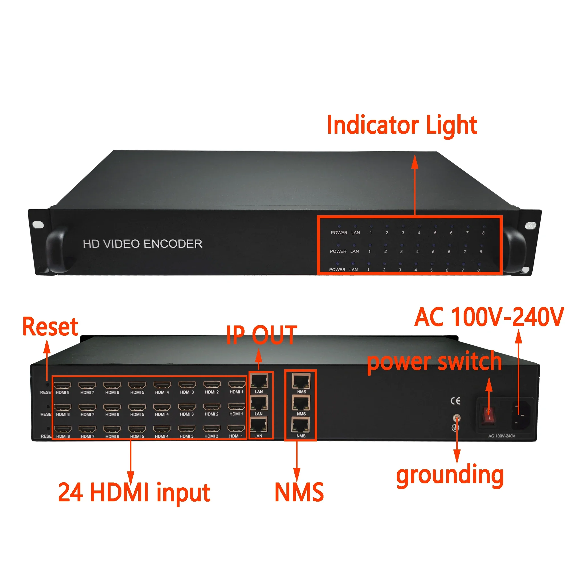 8-kanałowy enkoder HD HDMI na IP(ymien/rtmp/udp/rtsp/hls), enkoder sieciowy H264/H265, enkoder transmisyjny 1920X1080P