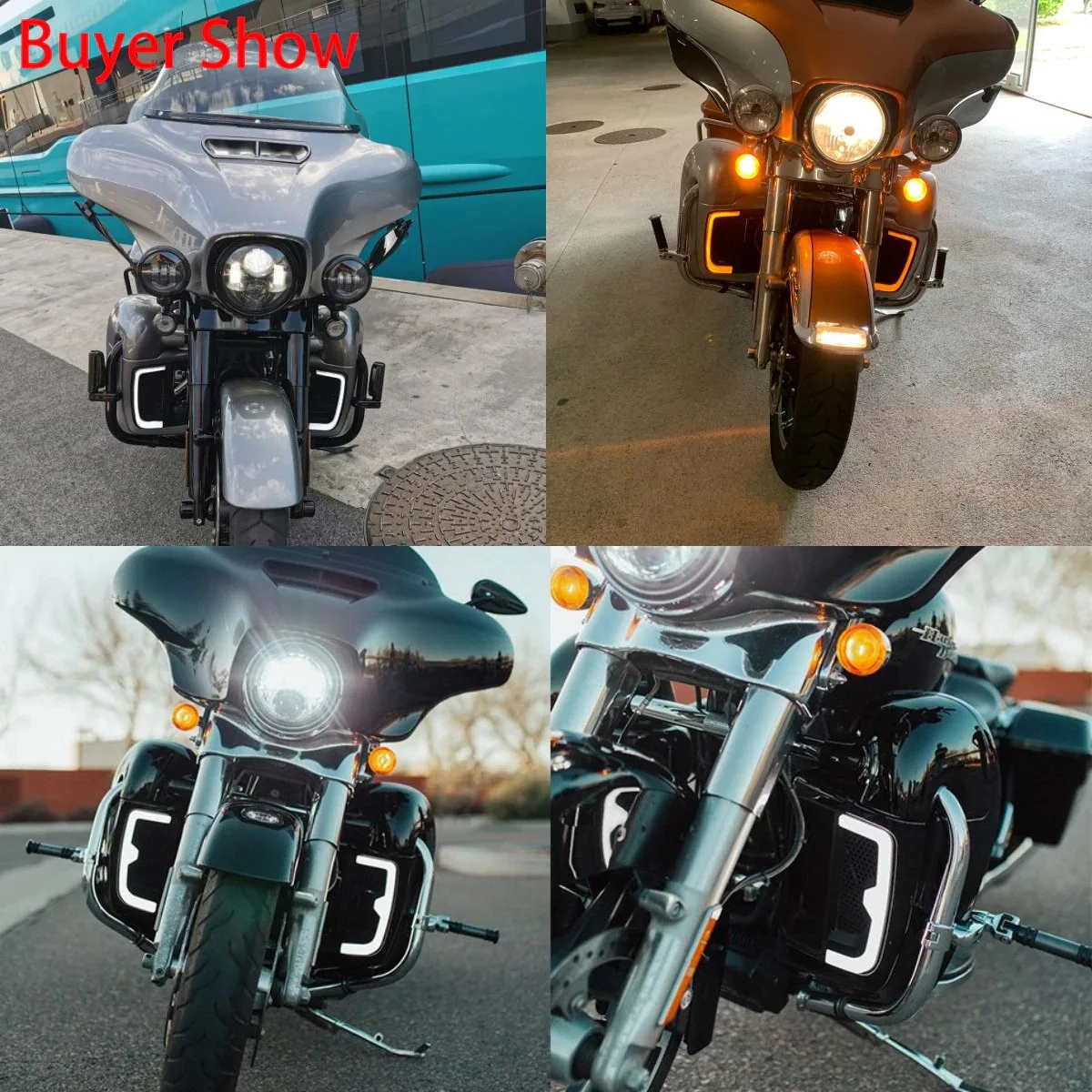 Motorcycle LED Turn Signal Running Fairing Lower Grills Light Black For Harley Touring Tri Road Street Electra Glide FLHTCU