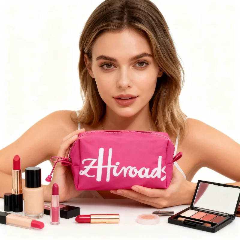 

Hot Pink Mini Makeup Bag – Y2K Aesthetic Toiletry Organizer, Perfect Gift