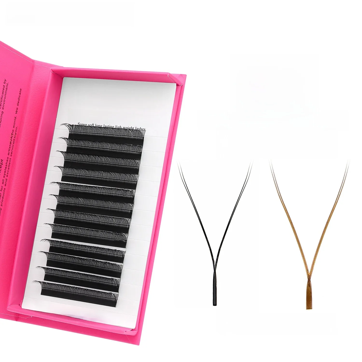 XIUSUZAKI YY forme noir brun Extensions de cils deux pointes 2D YY faux cils naturel préfabriqué Volume Fans cils individuels