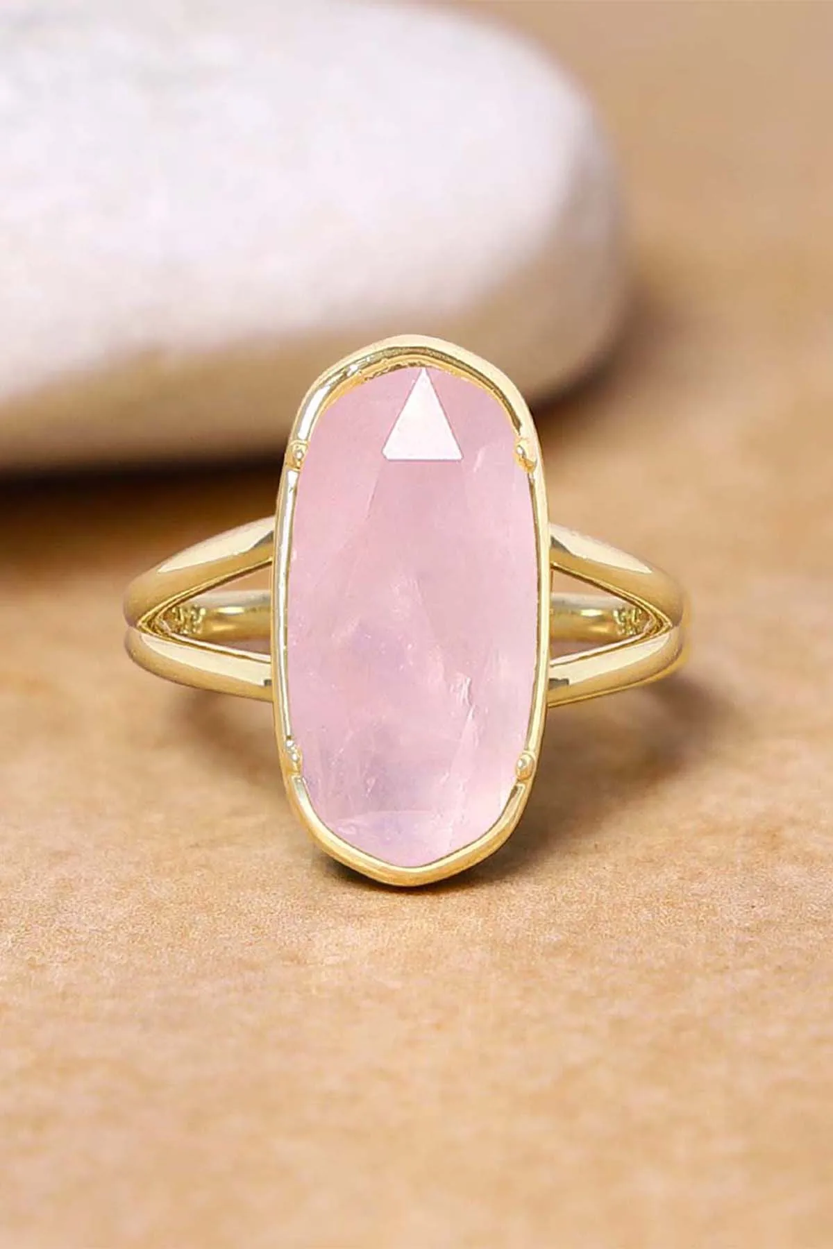 Rose Quartz Stone Ring 14K Gold Filled Statement Ring for Women Handmade Rings Gemstone Christmas Promise Ring Size US5-12