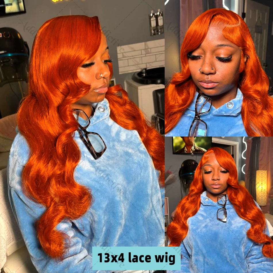 30 38 Inch Body Wave Ginger Orange 13x6 HD Lace Front Wigs 250 Density Colored Preplucked Wig 13x4 Lace Frontal Wigs For Women