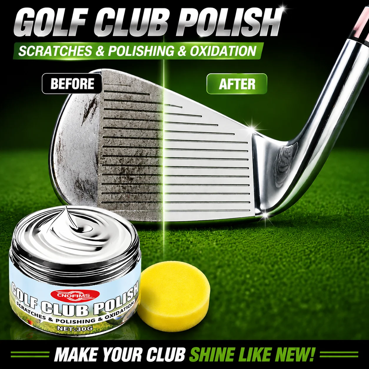 Golf Club Polishing Wax Rust and Scratch Remover Metal Shine Restorer for Sports Equipment and Golf Clubs