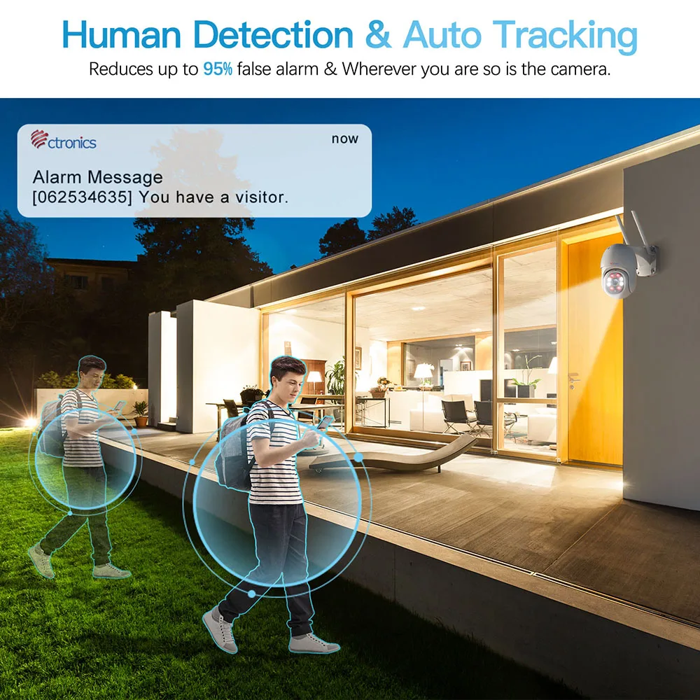 Ctronics WIFI IP Camera Outdoor Pan Tilt Human Detection CCTV Security Protection Camera 360 Auto Cruise Color Night Vision FHD
