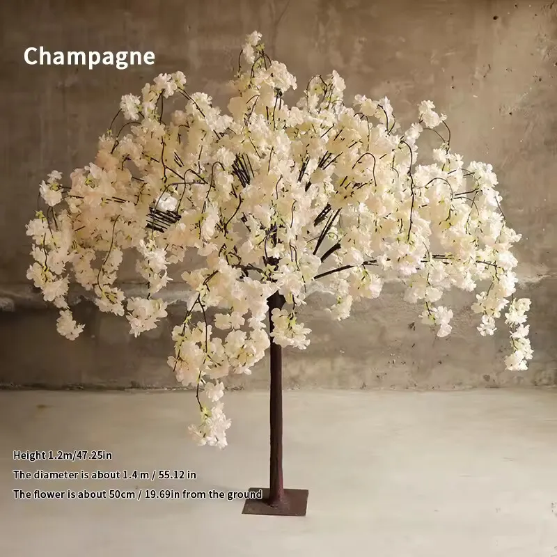 

4ft Artificial Cherry Blossom Tree, Champagne Color Tree Artificial Flowers for Indoor and Outdoor Decoration, Wedding Party