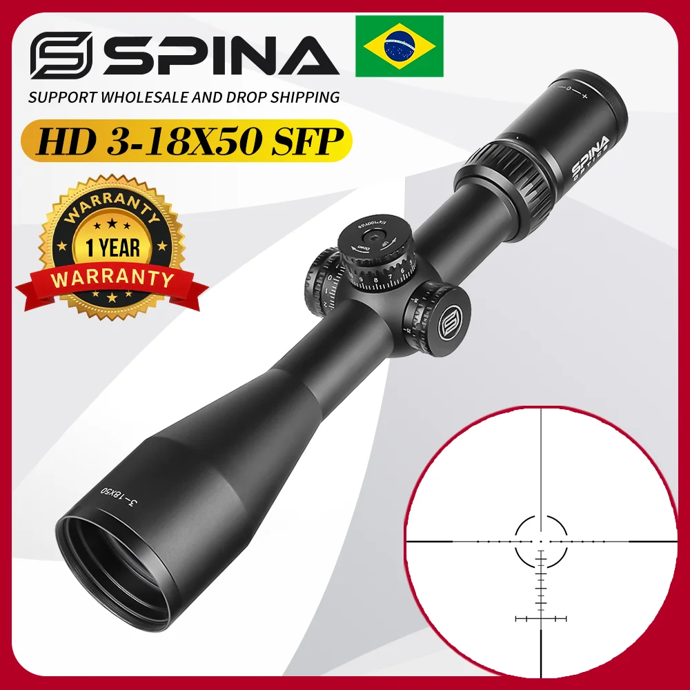 

SPINA OPTICS IronClaw 3-18x50 Hunting Sight Etched Glass Reticle with Side Parallax Turrets Reset 200m Hunting Scope