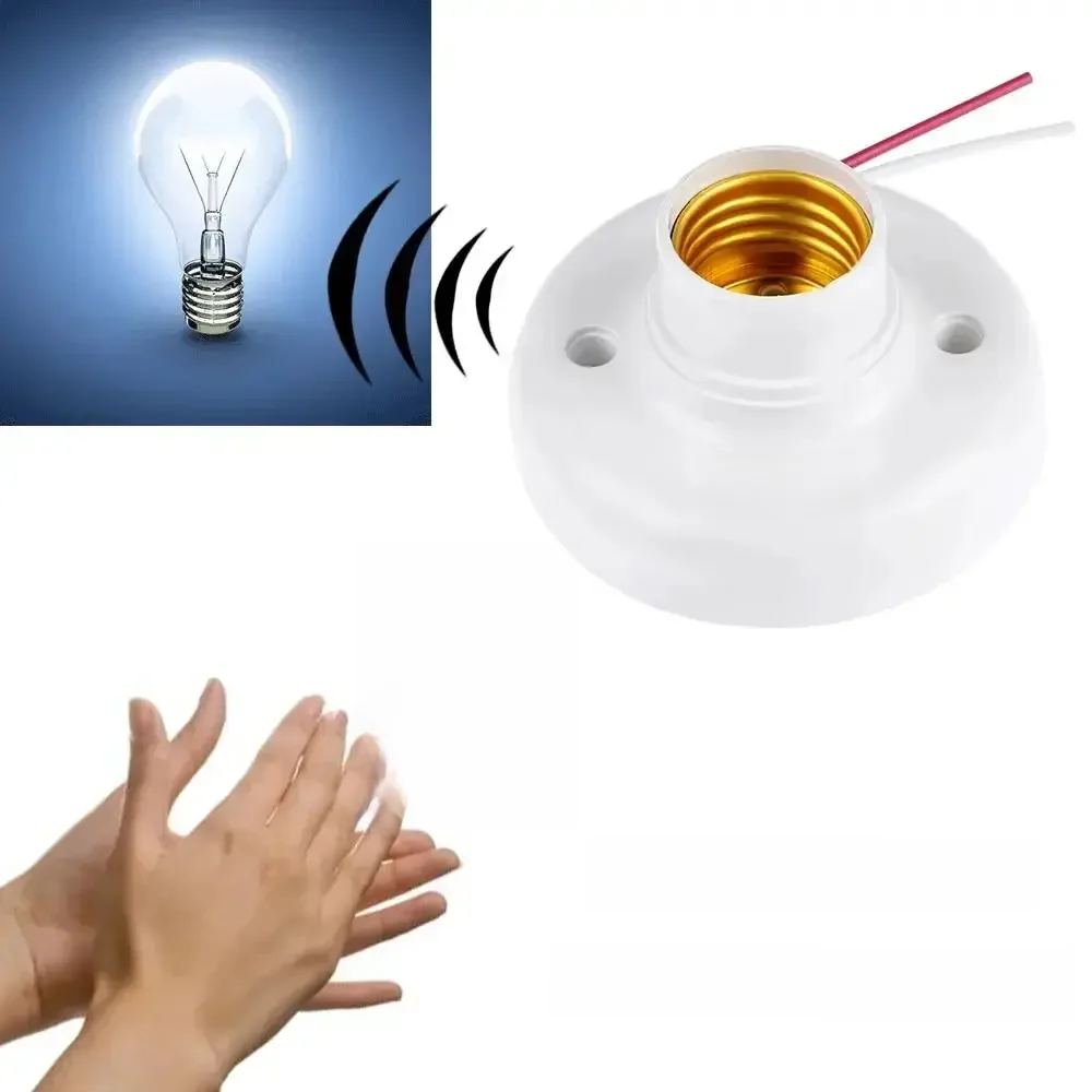 E27 śruba podstawa lampy dźwięk sterowanie głosem przełącznik opóźnienia gniazdo światła Adapter AC180-240V akcesoria oświetleniowe uchwyt żarówki LED — zdjęcie 2