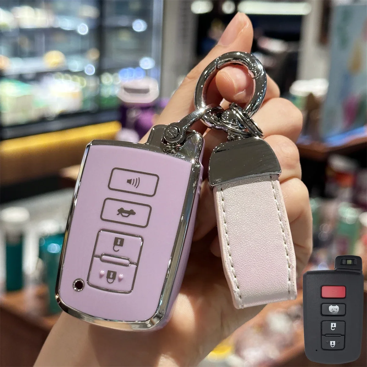 Etui na kluczyk brelok smycz do Toyota Avalon Camry Corolla RAV4 Sequoia Highlander 4Runner Smart 4 przyciski — zdjęcie 2