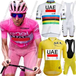 Team UAE Cycling Jersey 2024 Set Mens Pink Tadej Pogačar Clothing Short Sleeve Road Shorts Bib Bike Suit MTB Wear Maillot